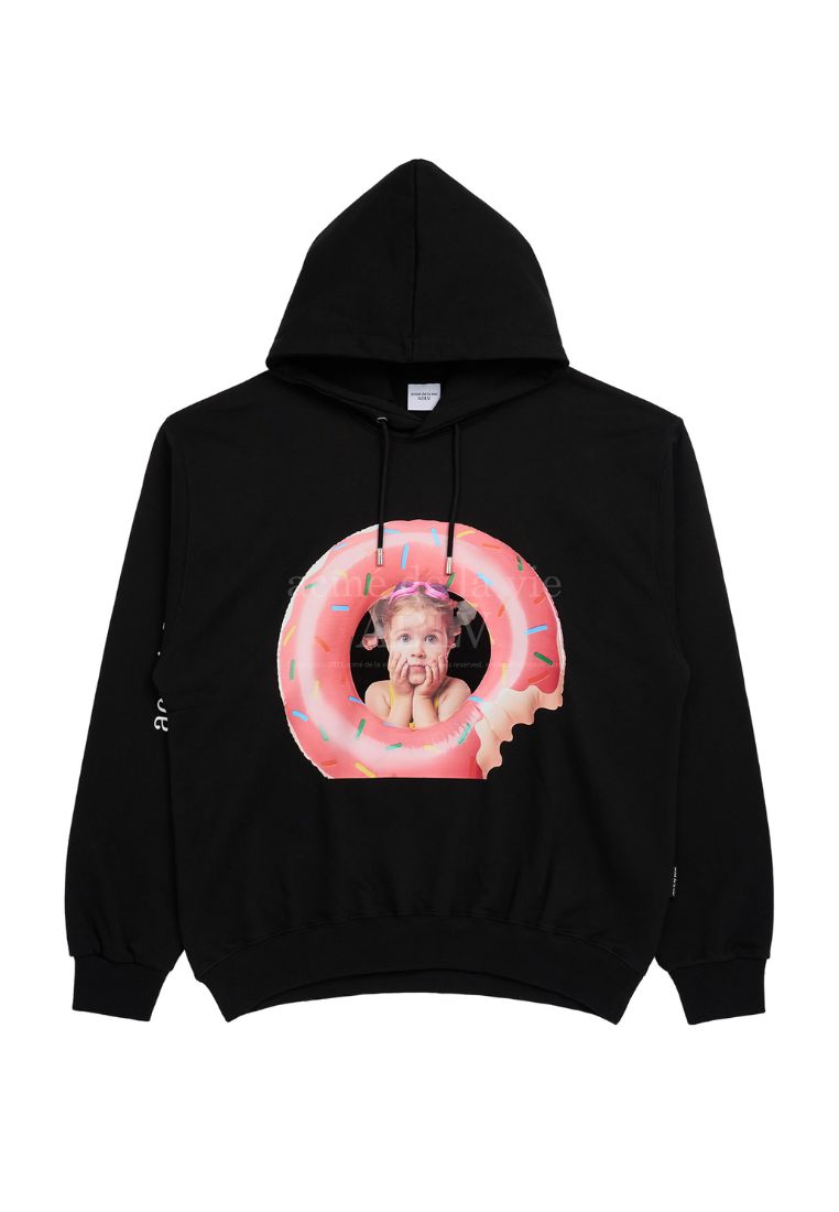 Baby Face Donuts Tube Girl Hoodie Black