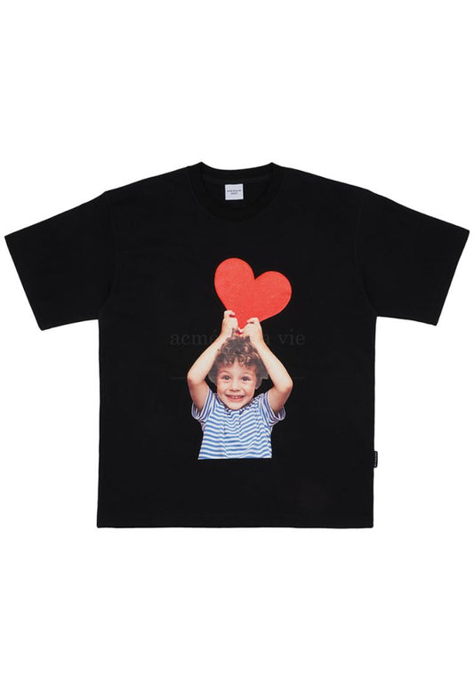 Baby Face HEART BOY Short Sleeve T-Shirt Black