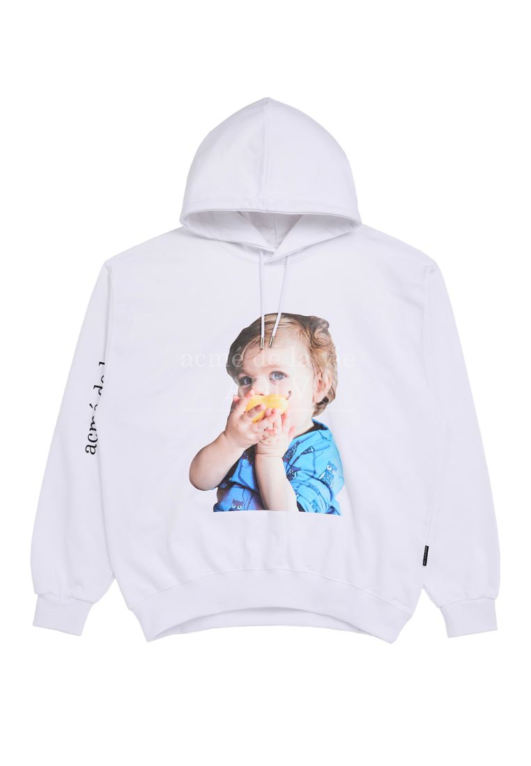Baby Face Pear-Eating Baby Hoodie White