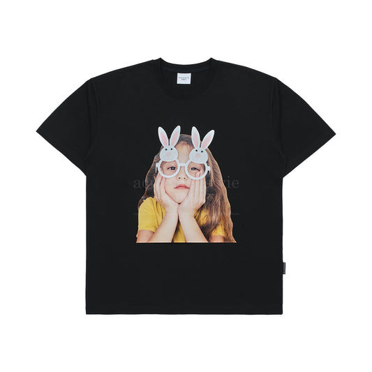 Baby Face RABBIT GLASSES Short Sleeve T-Shirt Black