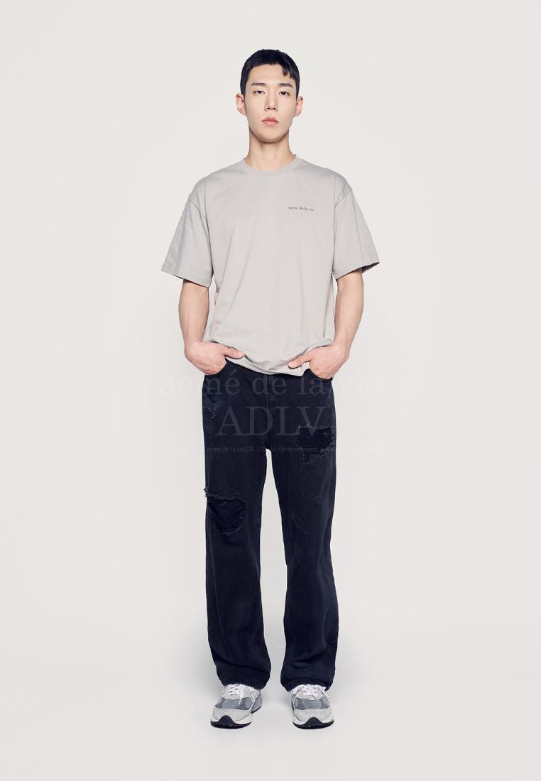 Basic Logo Bio Washing Short Sleeve T-Shirt Grey