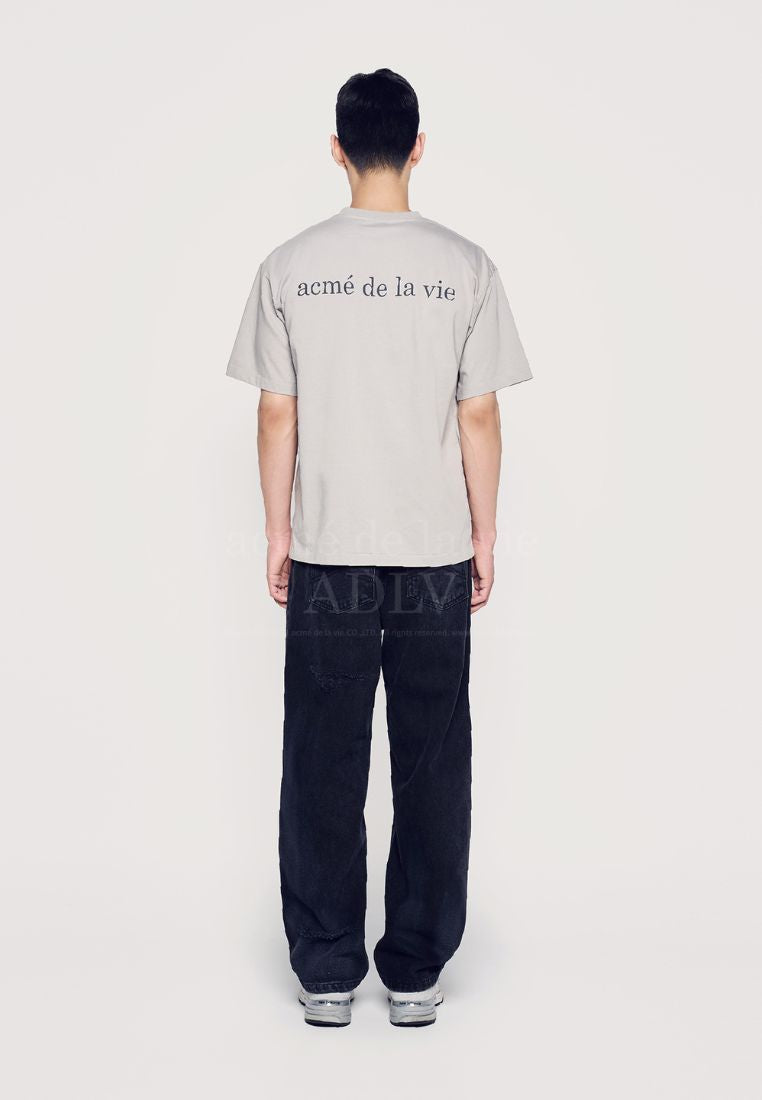 Basic Logo Bio Washing Short Sleeve T-Shirt Grey