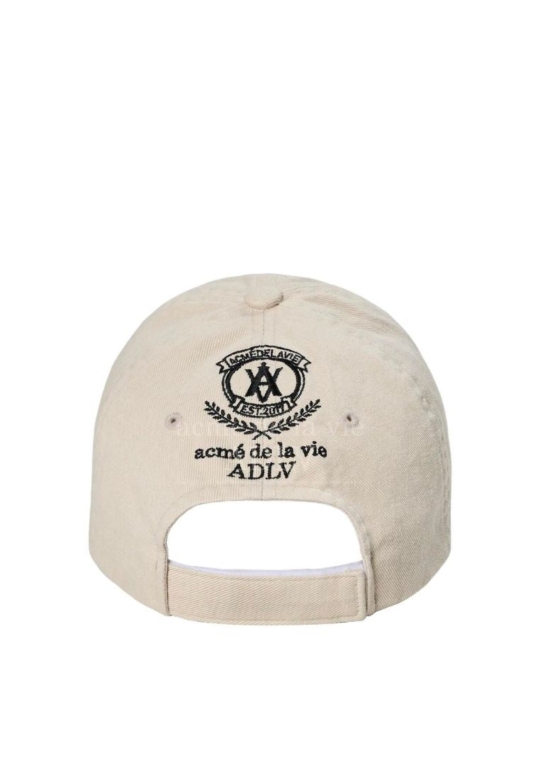 Basic Logo Emblem Washing Ball Cap Beige
