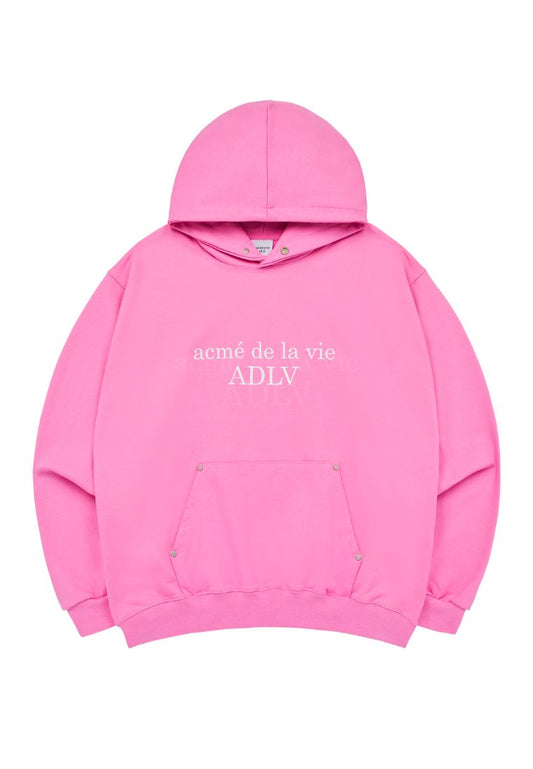 Basic Logo Rivet Point Hoodie Pink