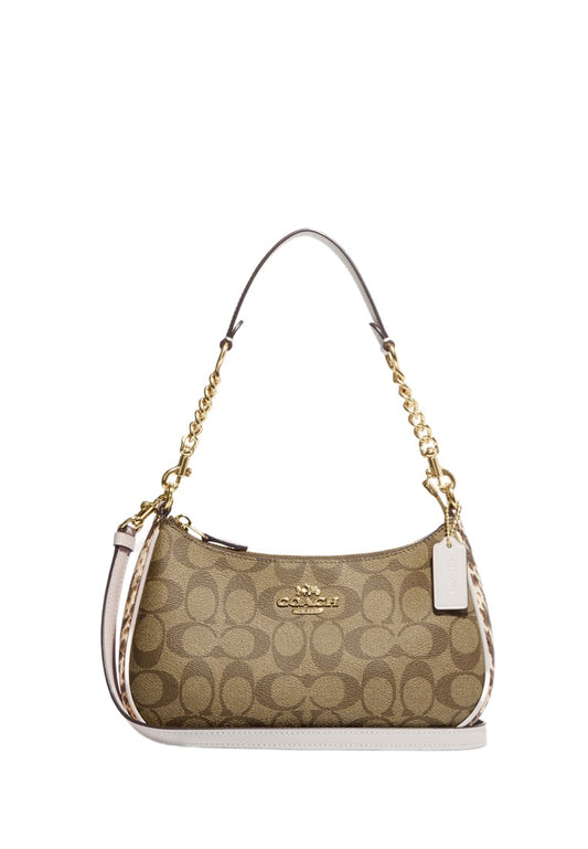 Teri Shoulder Bag In Signature Canvas Khaki Chalk Multi