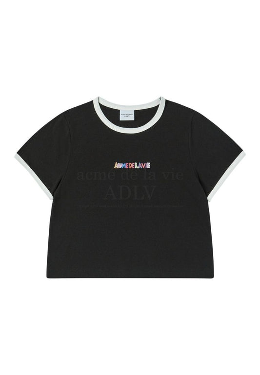 Belly Collage Logo Crop Short Sleeve T- Shirt Black