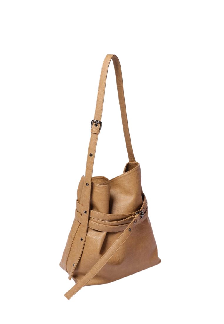 Belt Bucket Bag M Brushed Brown Sugar