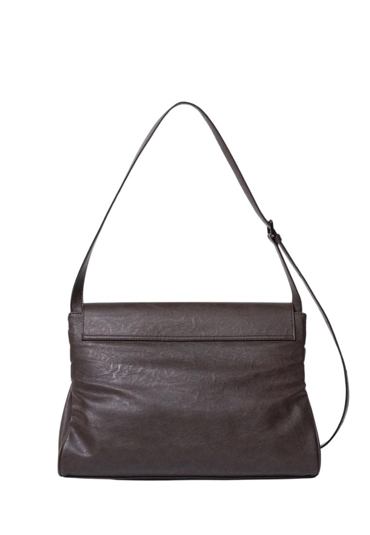 Belt Flap Bag M Brushed Chocolate