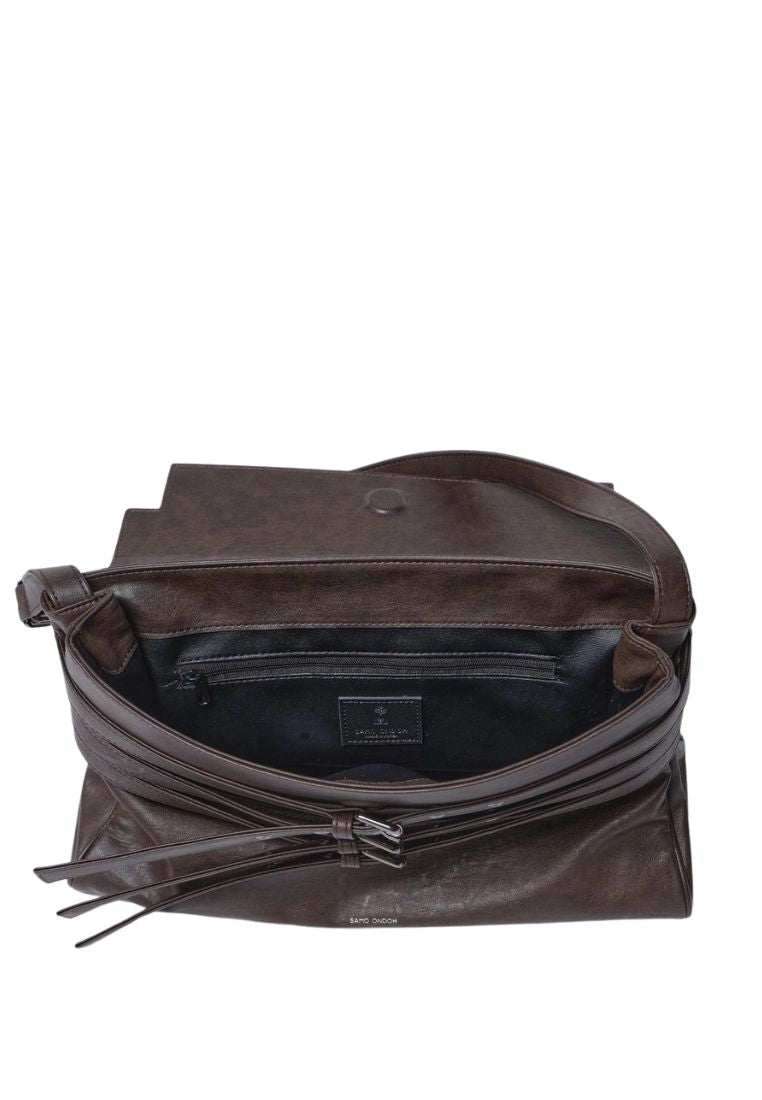 Belt Flap Bag M Brushed Chocolate