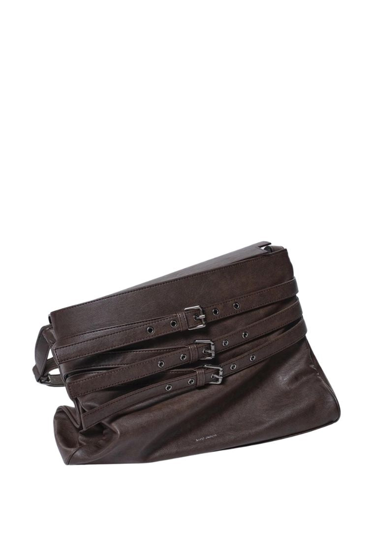 Belt Flap Bag M Brushed Chocolate