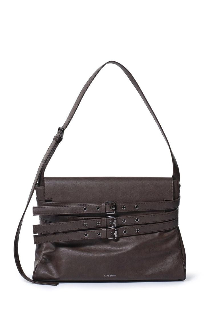 Belt Flap Bag M Brushed Chocolate