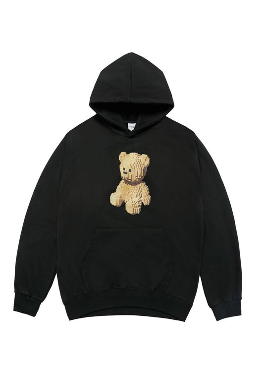 Block Bear Hoodie Black
