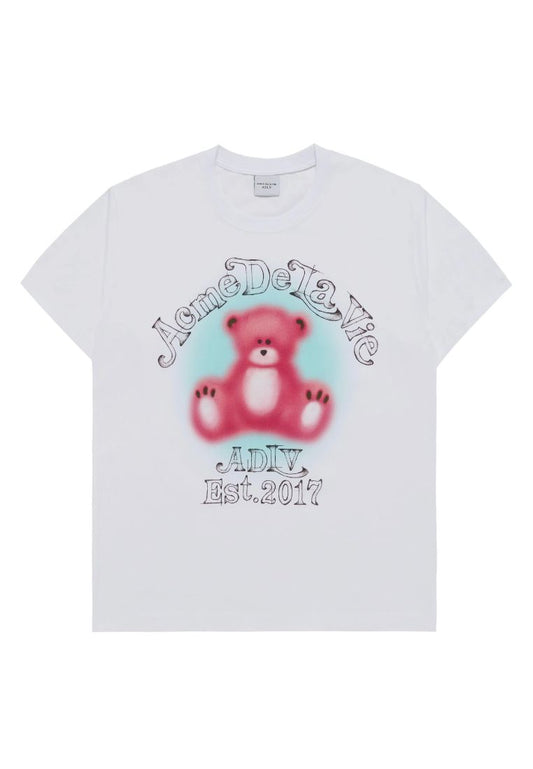 Blur Sketch Bear Short Sleeve T-Shirt White