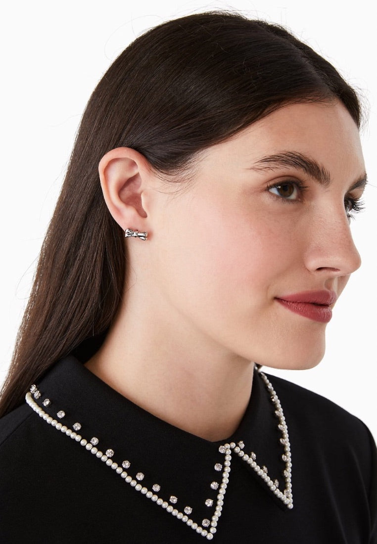 Double Bow Studs Imitation Rhodium