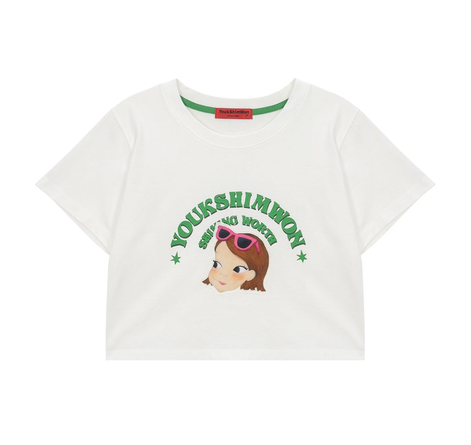 Lettering Crop T-Shirt F Ria