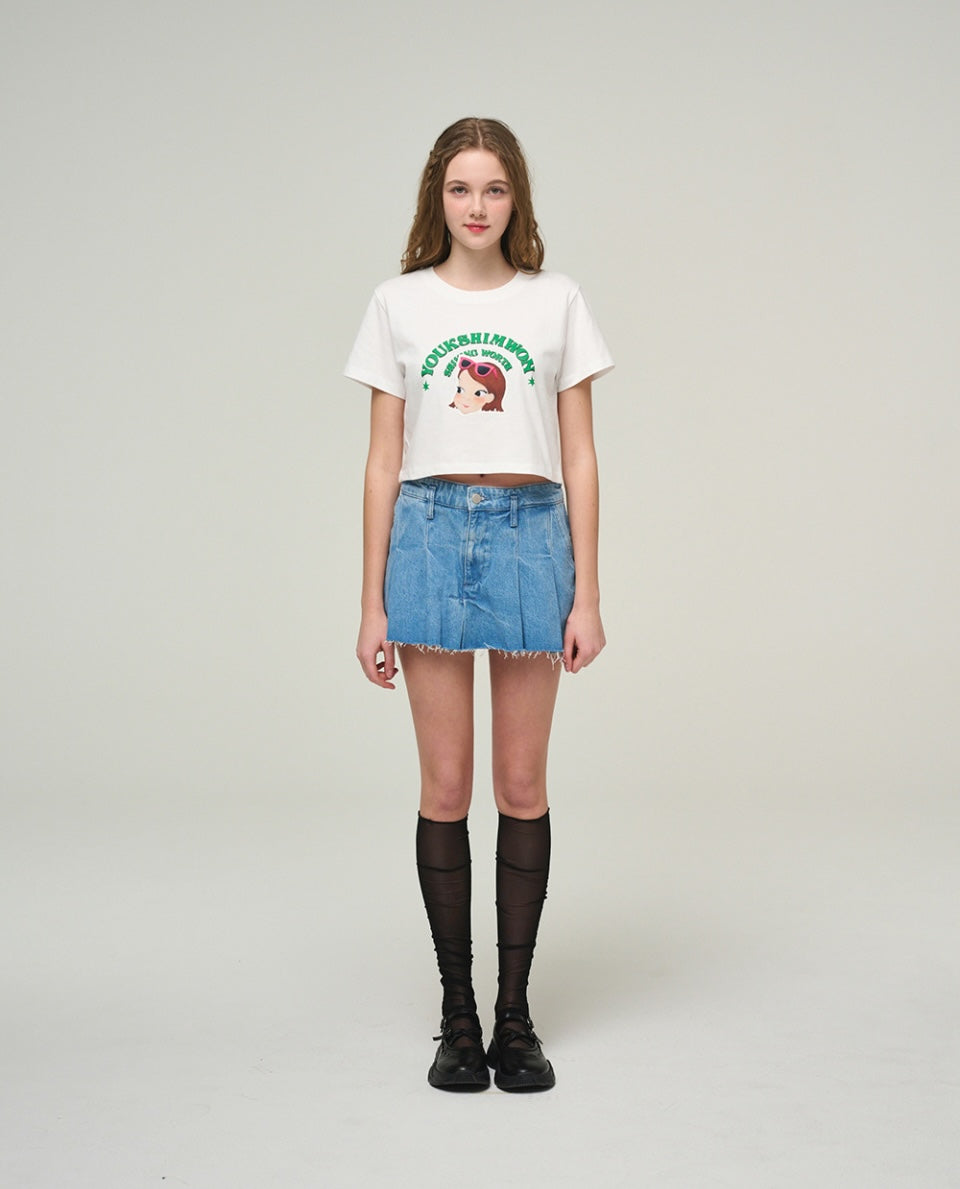 Lettering Crop T-Shirt F Ria