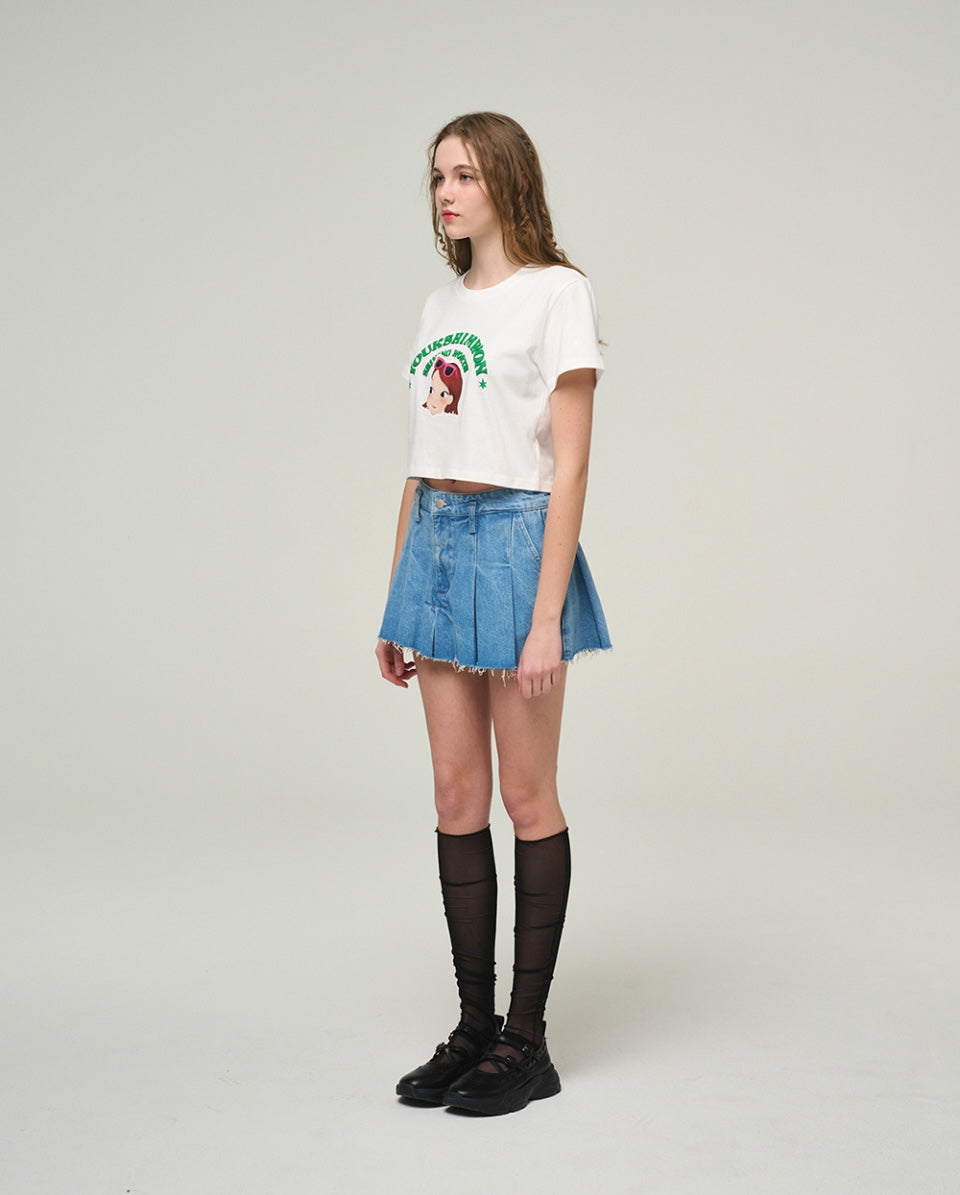 Lettering Crop T-Shirt F Ria