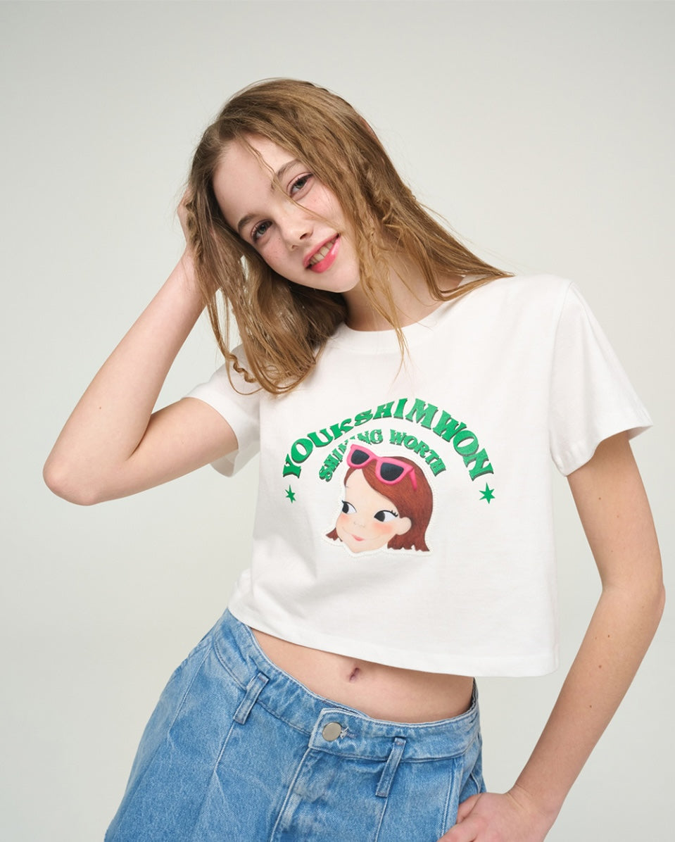 Lettering Crop T-Shirt F Ria