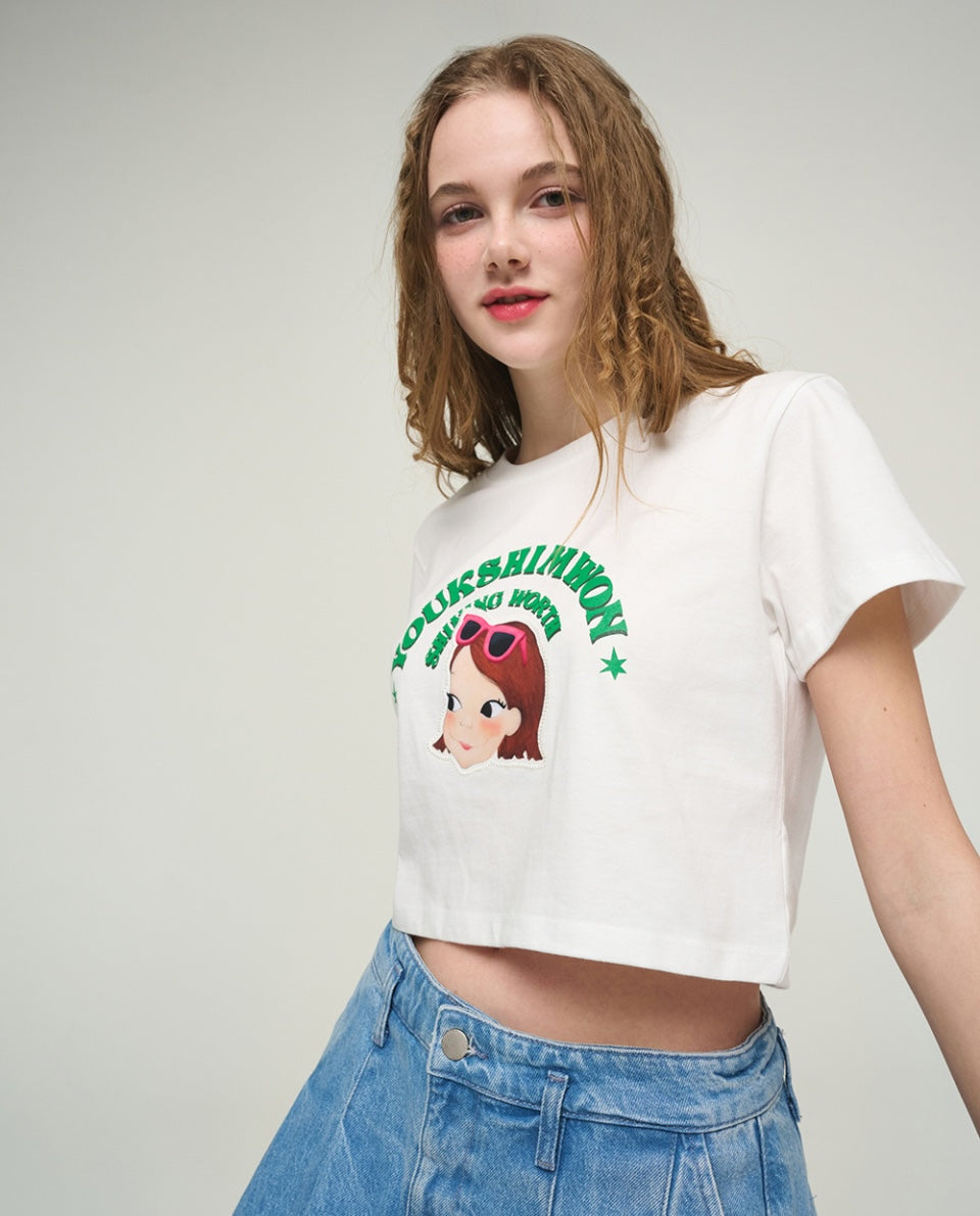 Lettering Crop T-Shirt F Ria