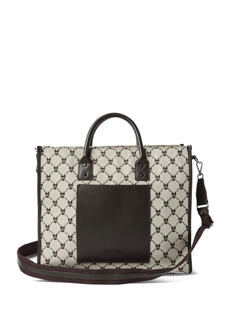 Monogram Wide Tote Bag Pattern Beige