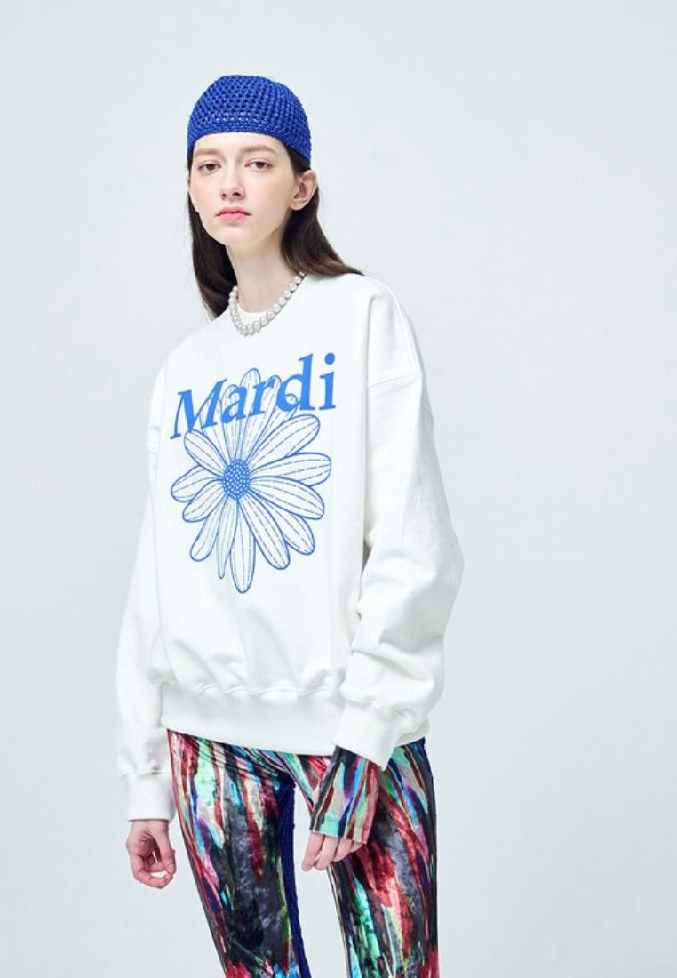 Sweatshirt Flower Mardi White Vivid Blue