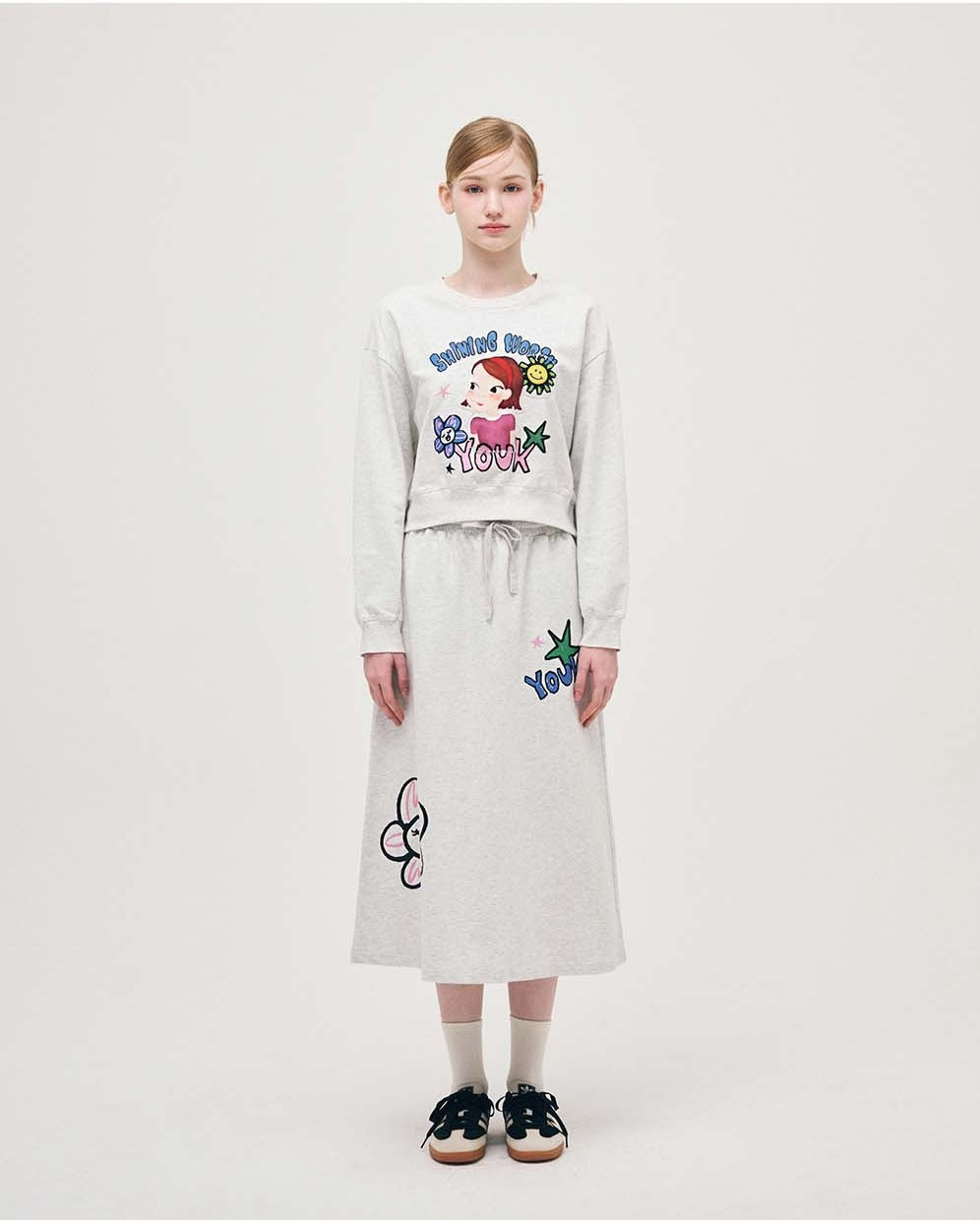 Flower Sweatshirt Skirt Set F Ria