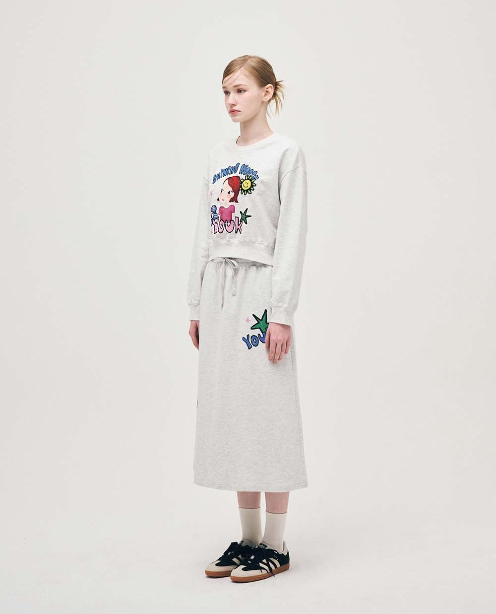 Flower Sweatshirt Skirt Set F Ria