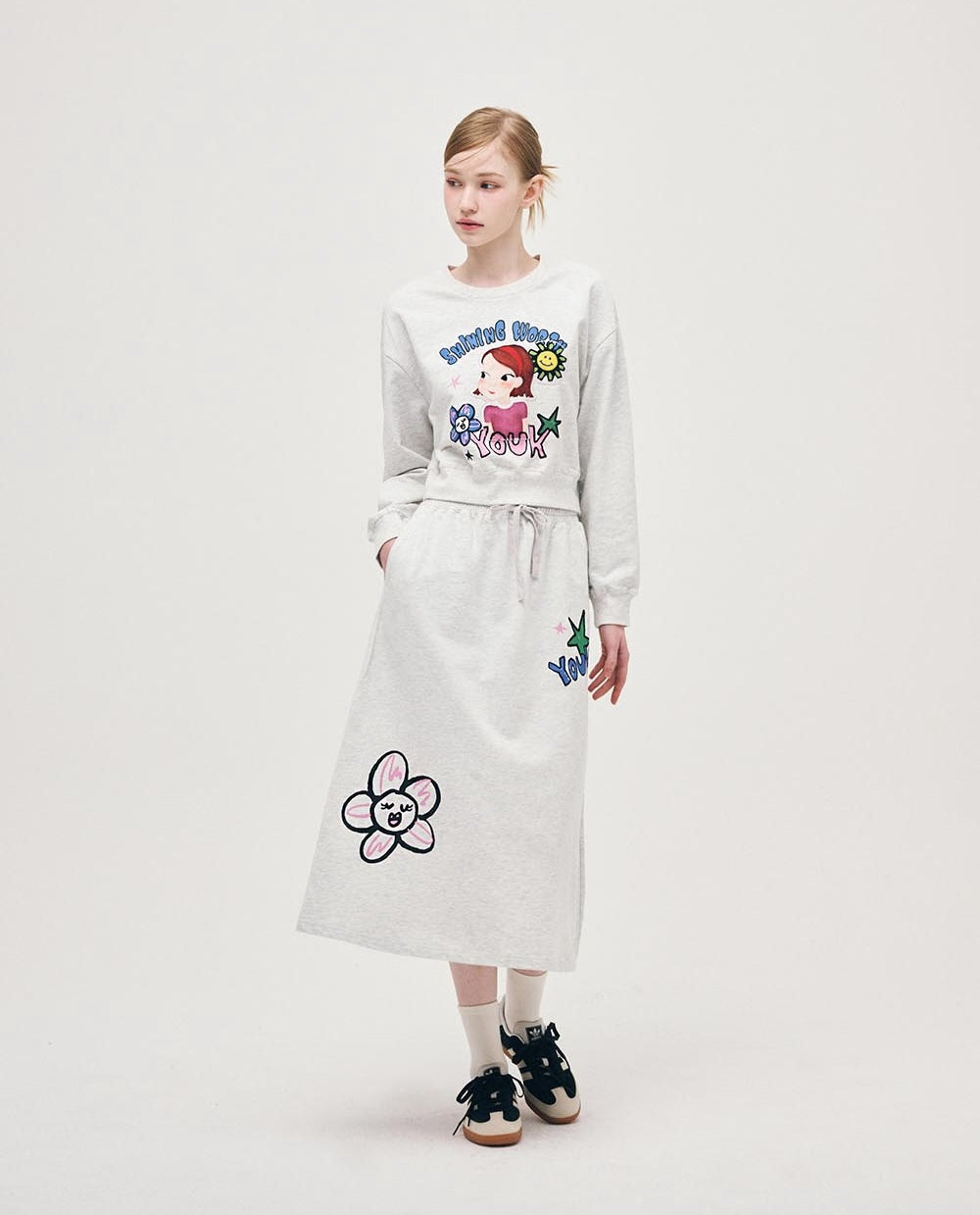 Flower Sweatshirt Skirt Set F Ria