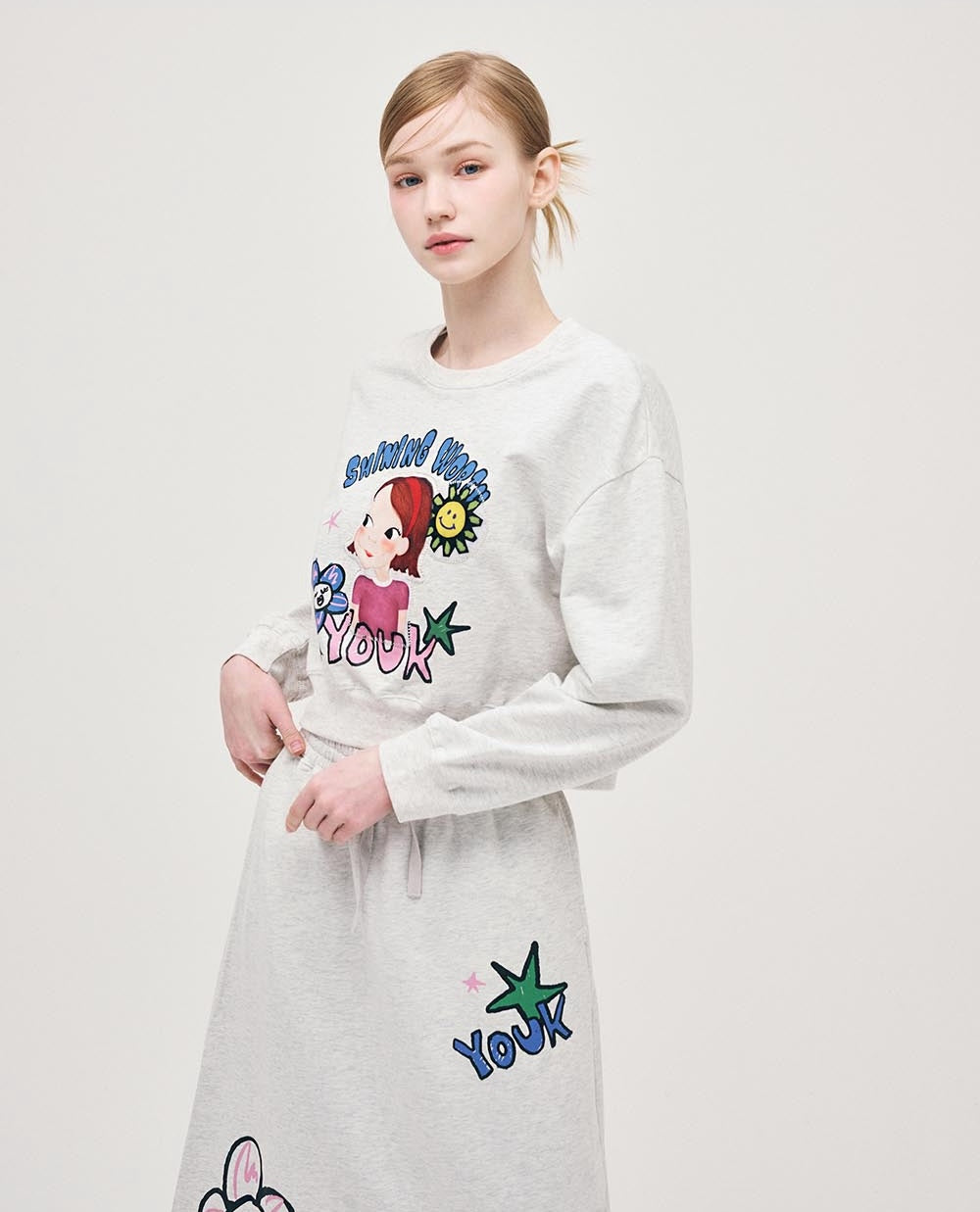 Flower Sweatshirt Skirt Set F Ria