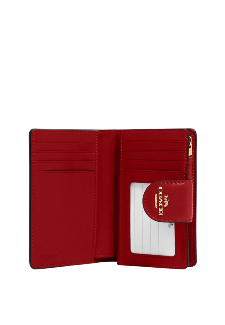 Medium Corner Zip Wallet In Signature Canvas Brown 1941 Red