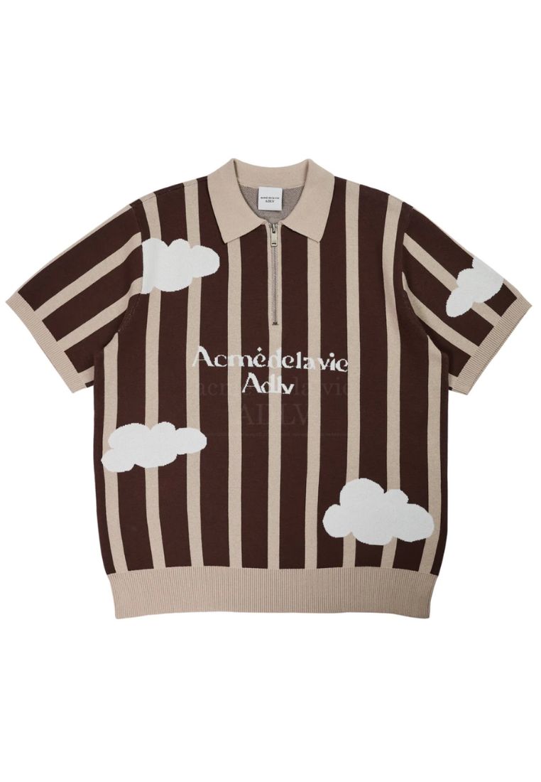 Cloud Logo Short Sleeve Knit Brown