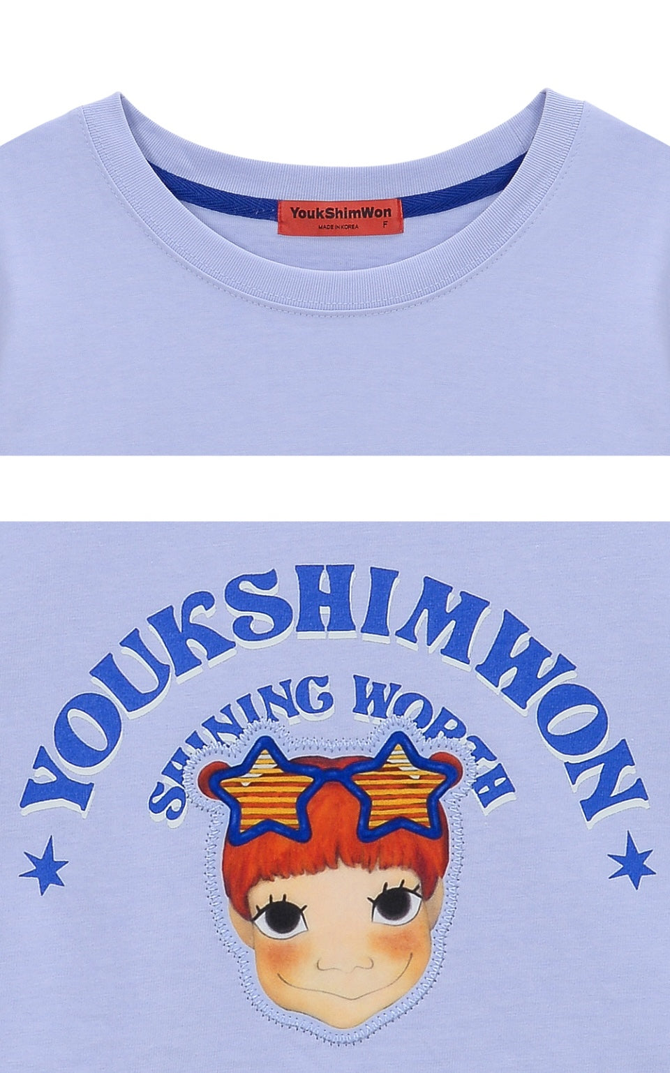 Lettering Crop T-Shirt F Blue Gaeddongi