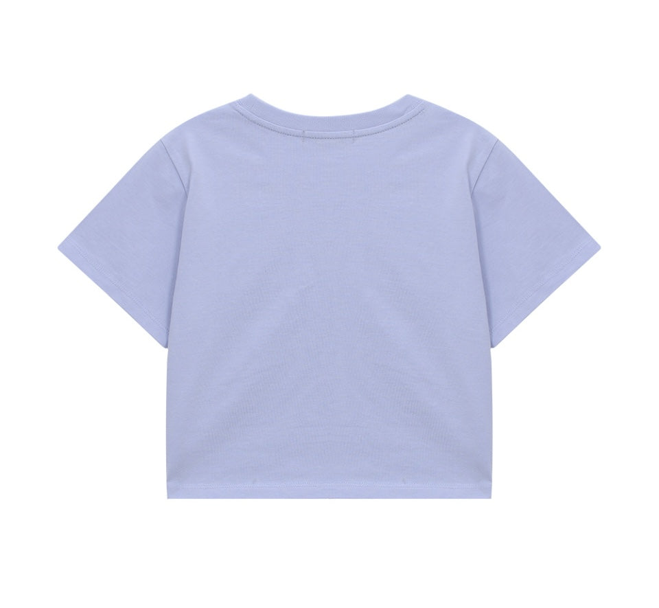 Lettering Crop T-Shirt F Blue Gaeddongi