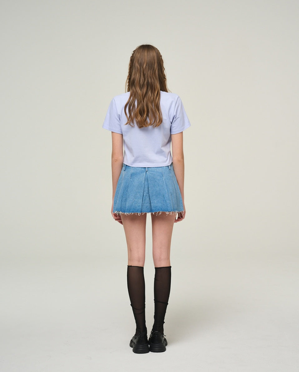Lettering Crop T-Shirt F Blue Gaeddongi