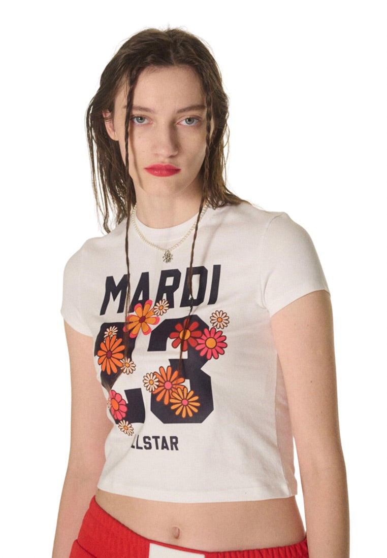 Cropped Tshirt Numero 23 White Navy