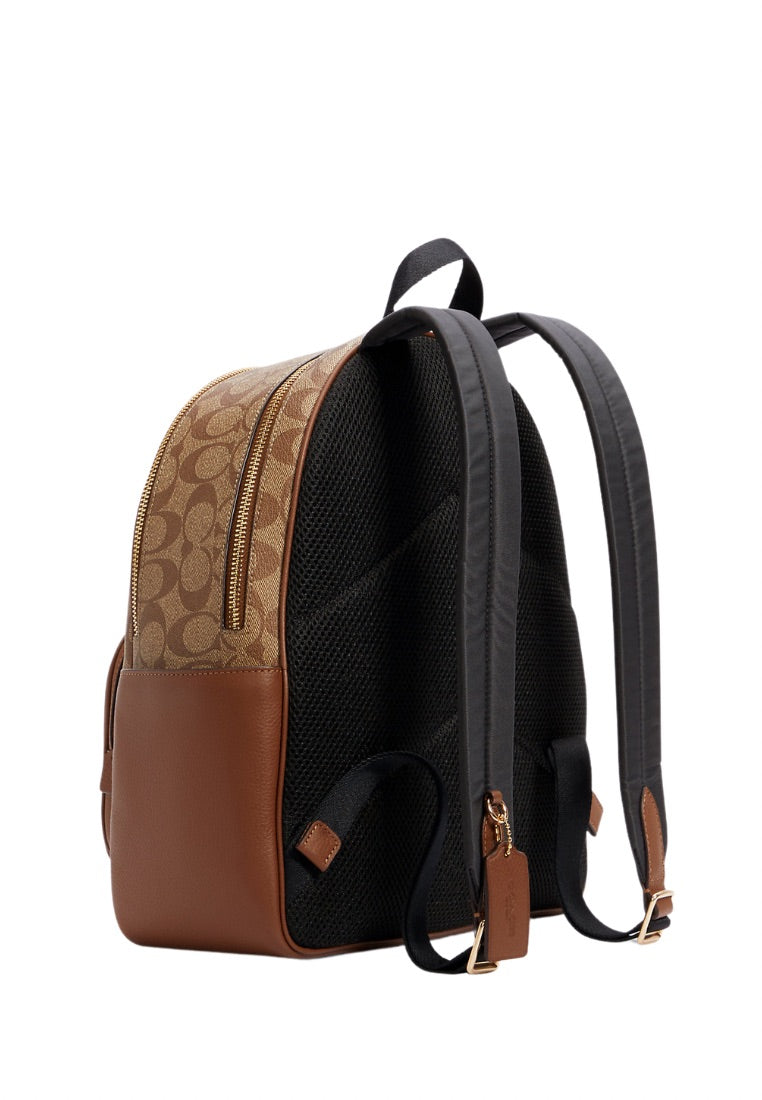 Court Backpack In Signature Canvas Khaki Saddle 2