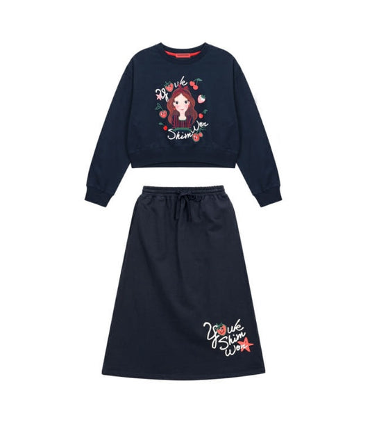Cherry Sweatshirt Skirt Set F Luna