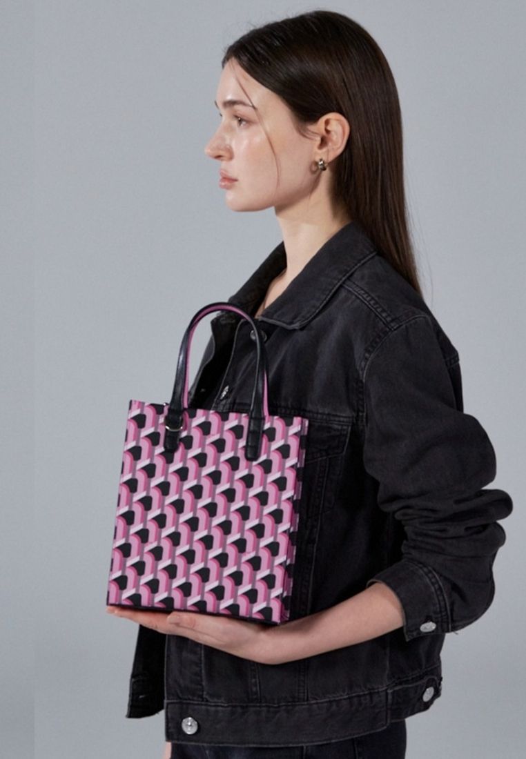 Cabas Monogram Tote Pink Black S
