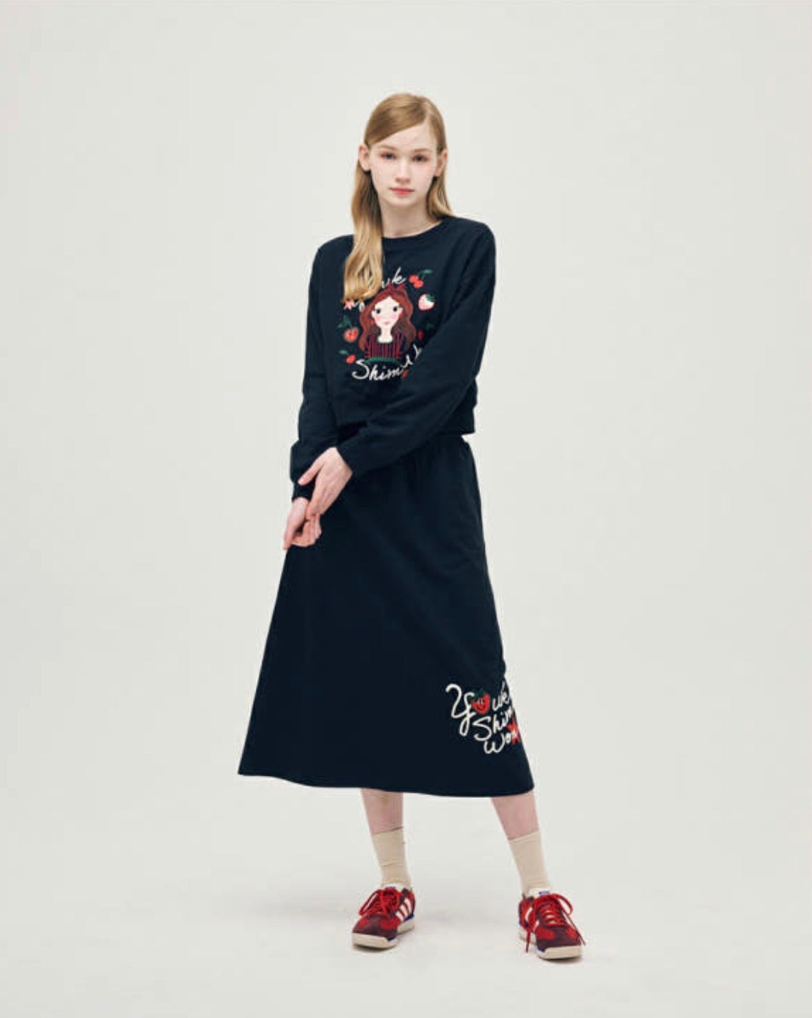 Cherry Sweatshirt Skirt Set F Luna