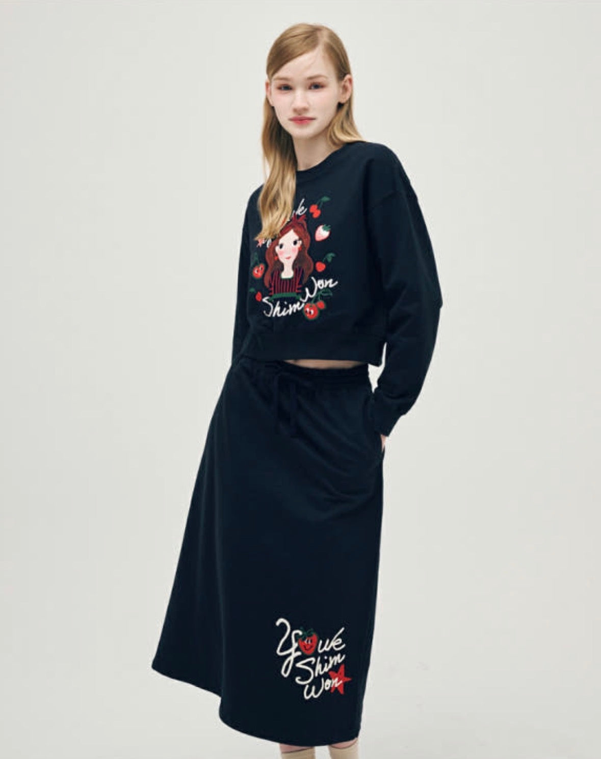 Cherry Sweatshirt Skirt Set F Luna
