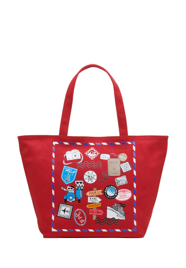 Cannes Canvas Karl Tote Crimson Multi
