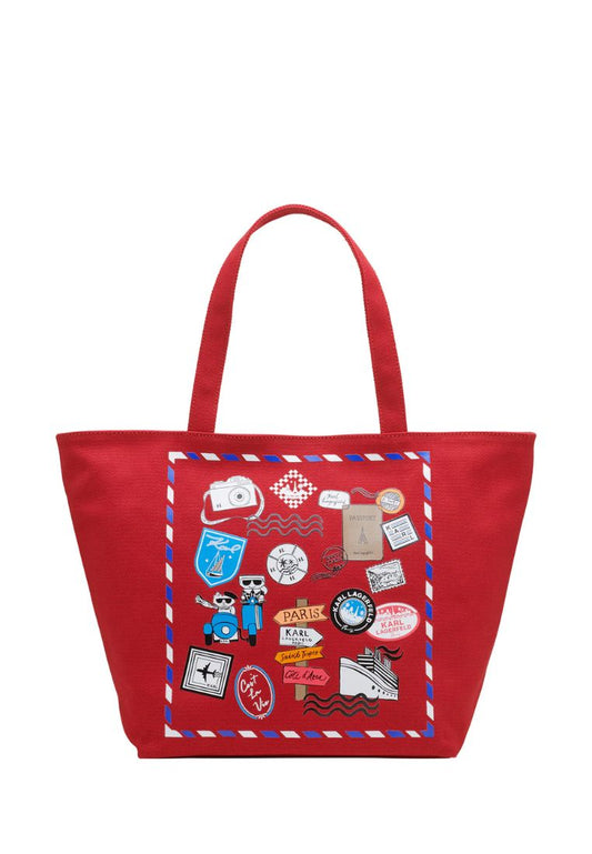 Cannes Canvas Karl Tote Crimson Multi