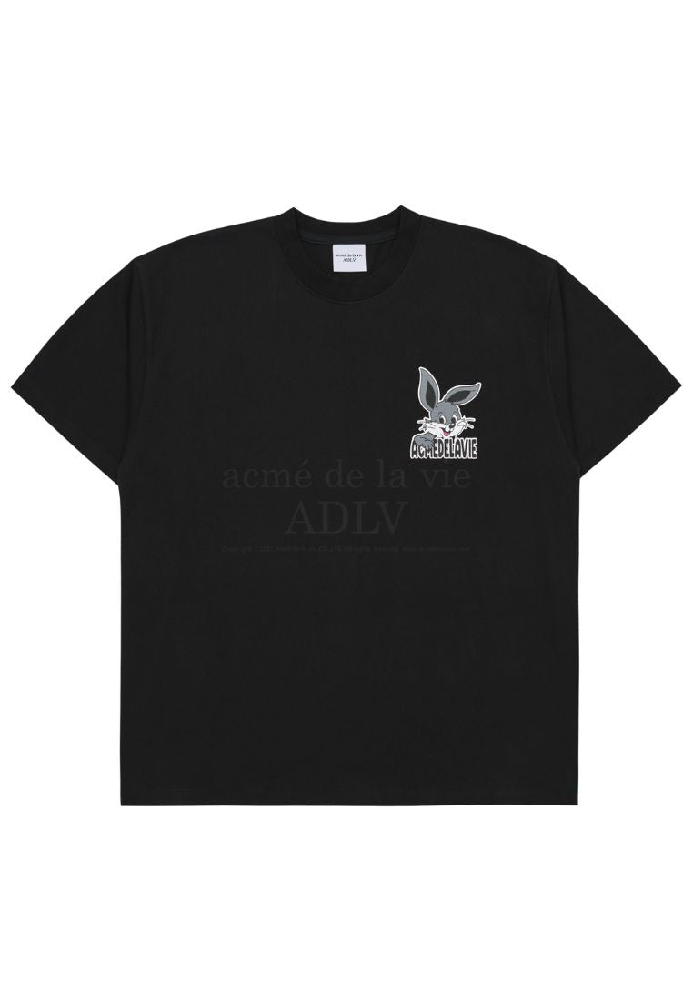 Cartoon Rabbit Short Sleeve T-Shirt Black