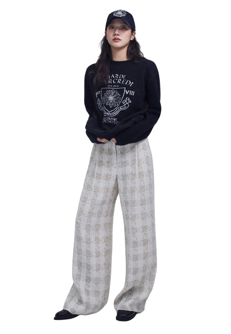 Cashmere Blended Pullover Alumni Emblem Black Ivory