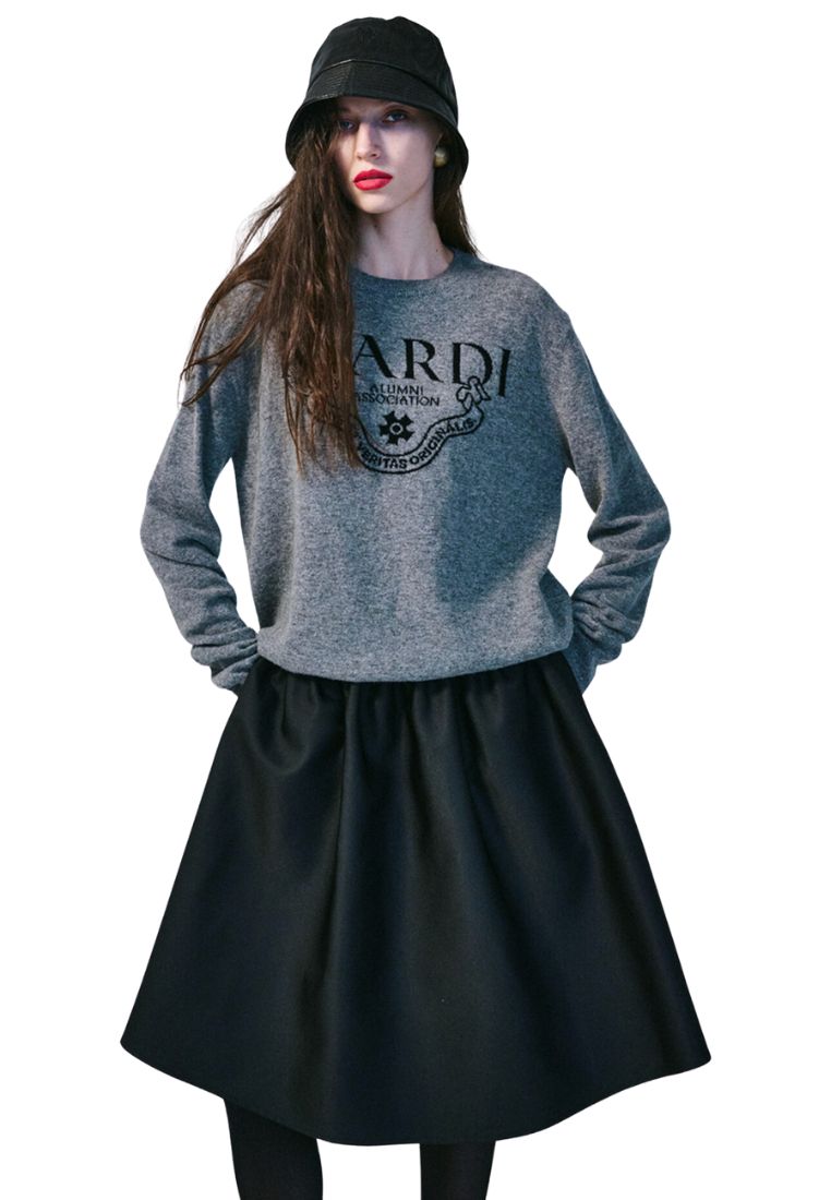 Cashmere Crew Neck Alumni Classique Grey Black