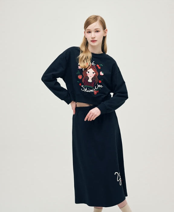 Cherry Sweatshirt Skirt Set F Luna