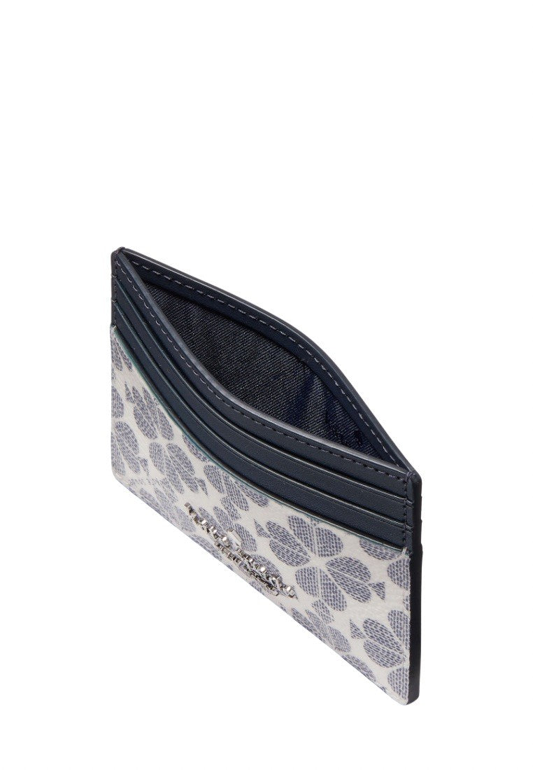 Signature Spade Flower Small Slim Card Holder Navy Multi