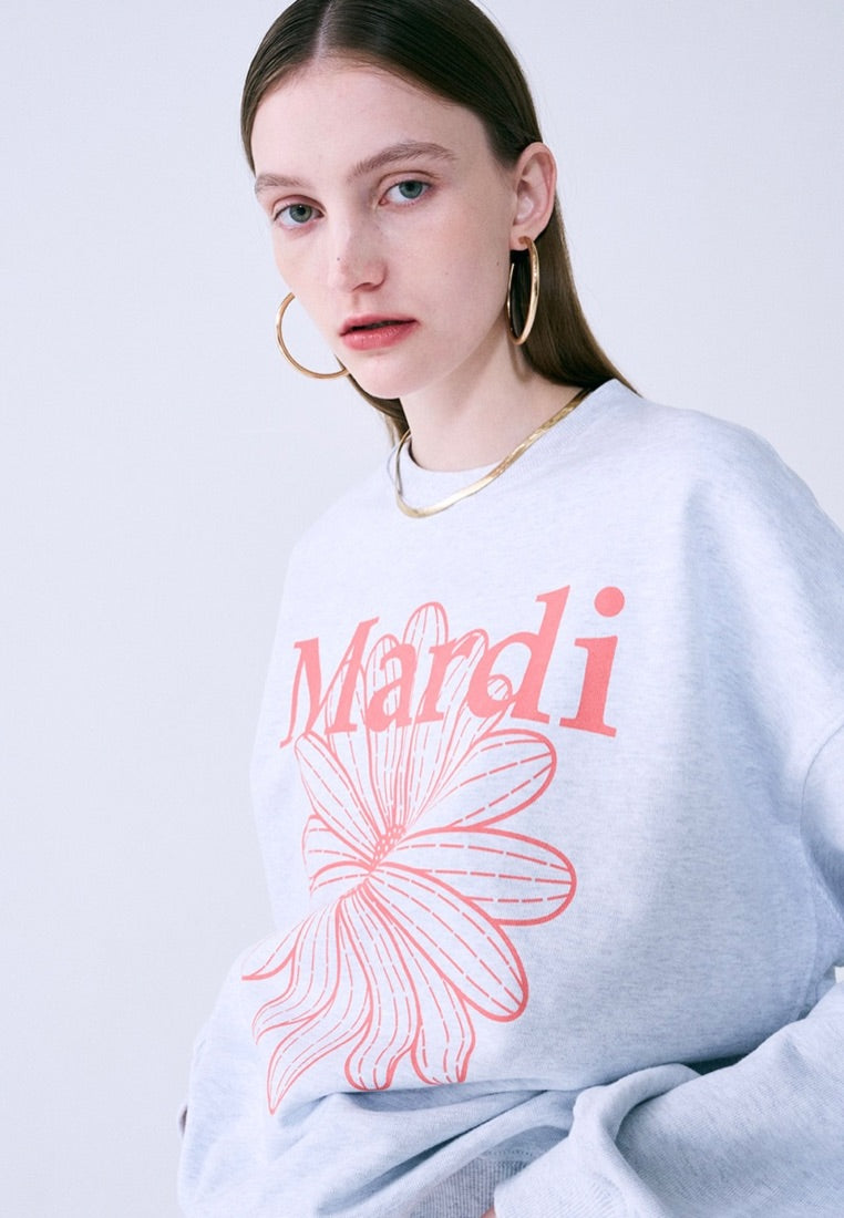 Sweatshirt Flower Mardi Heather Coral