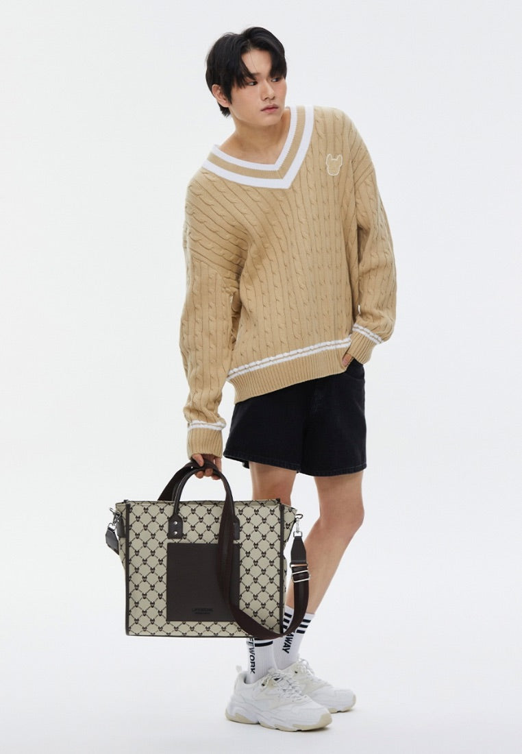 Monogram Wide Tote Bag Pattern Beige