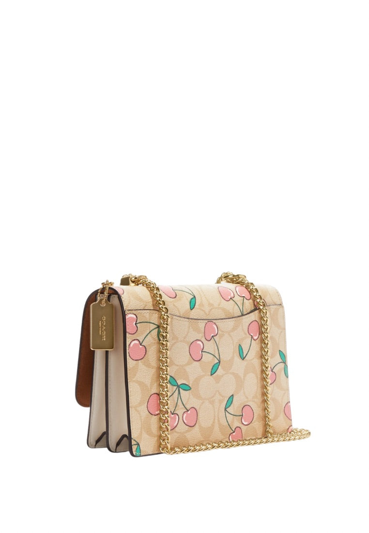 Klare Crossbody In Signature Canvas With Heart Cherry Print Light Khaki Multi